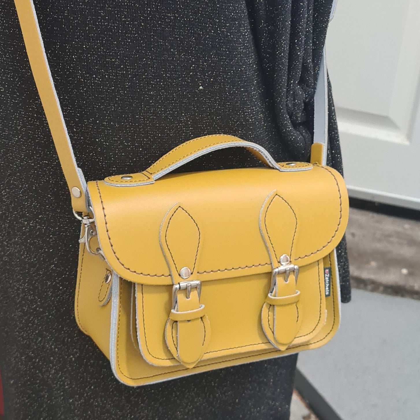 Handmade Leather Micro Satchel in Yellow Ochre