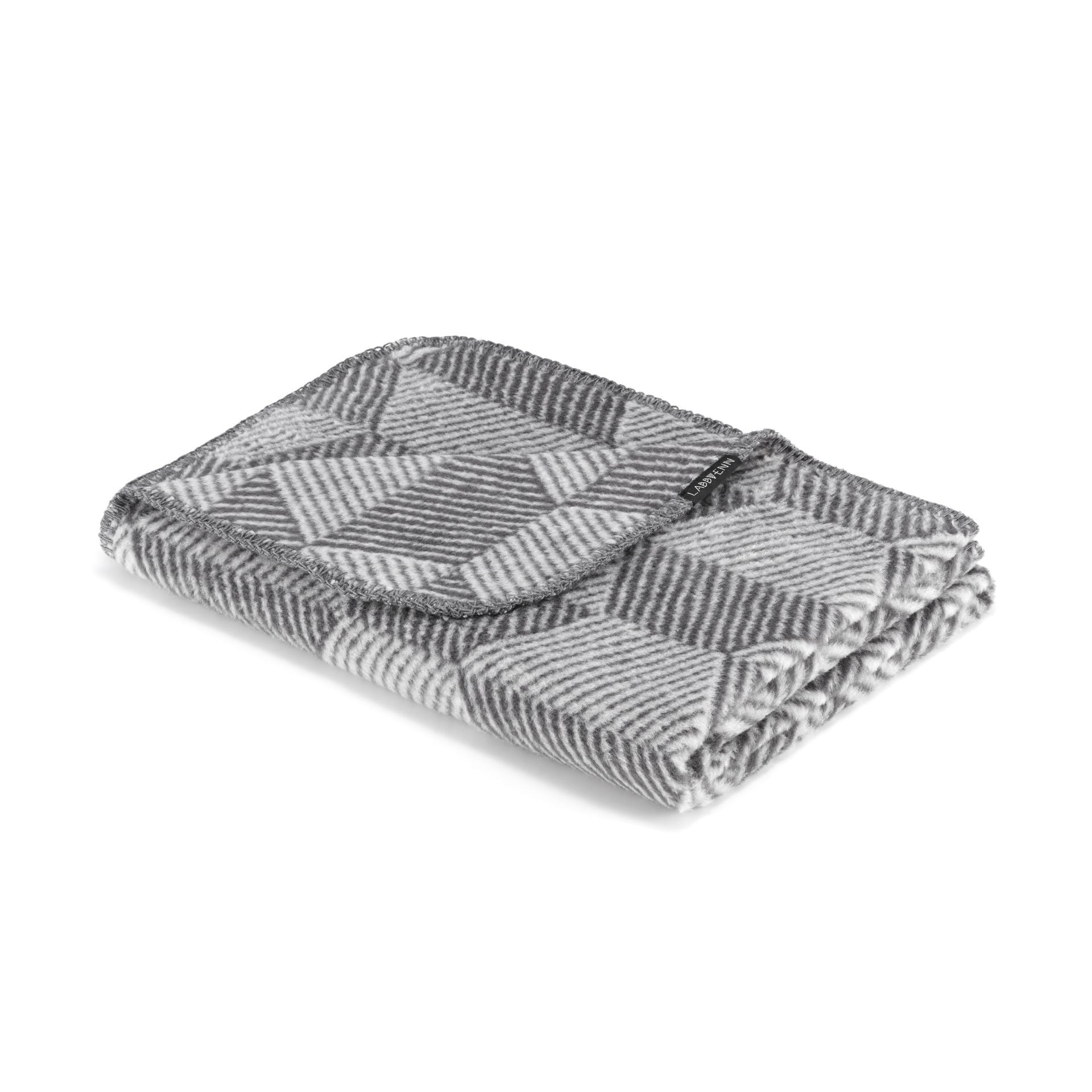 bold close-up of the labbvenn gray pet blanket's intricate linear and circular patterns