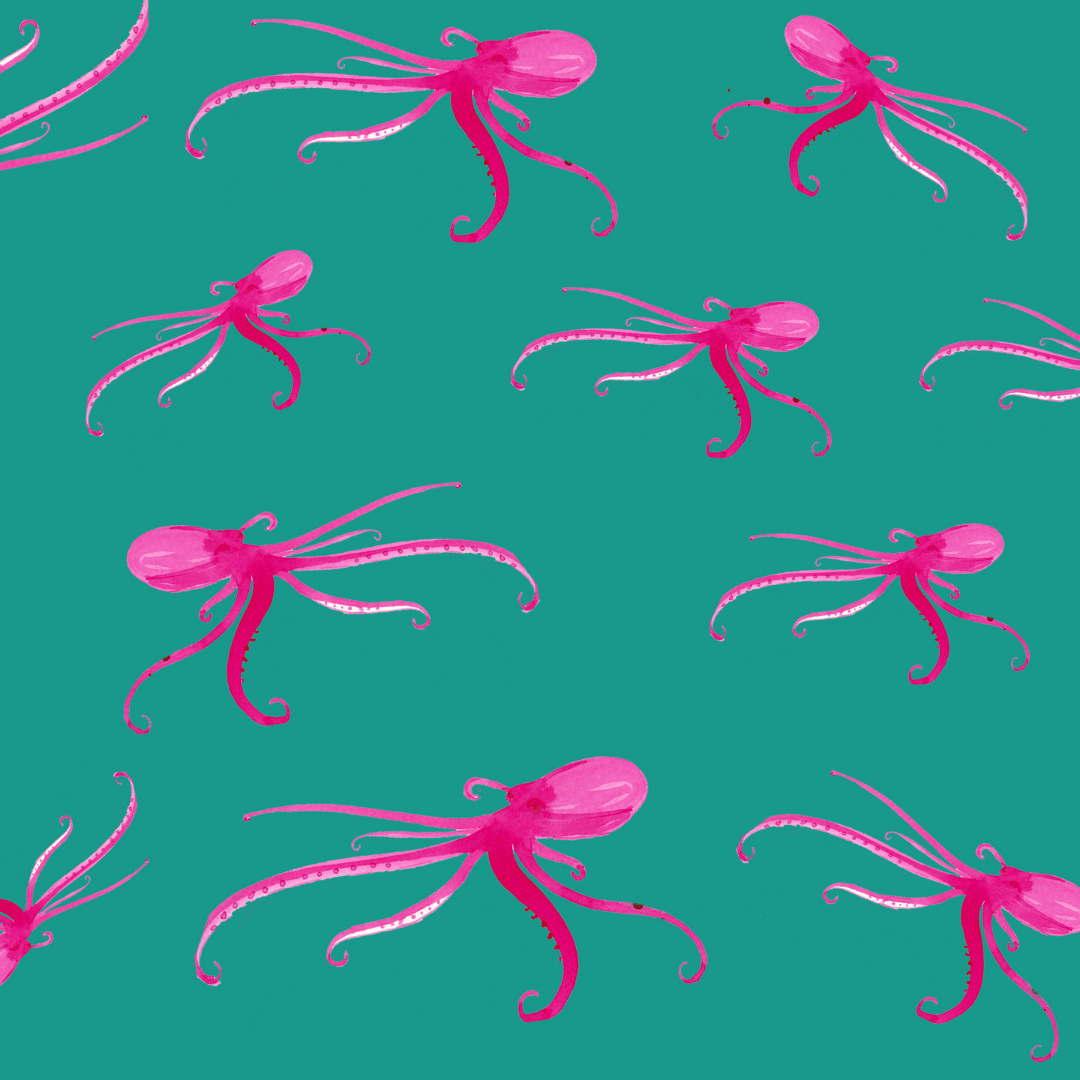 Pink Octopus Oven Glove Double Pair