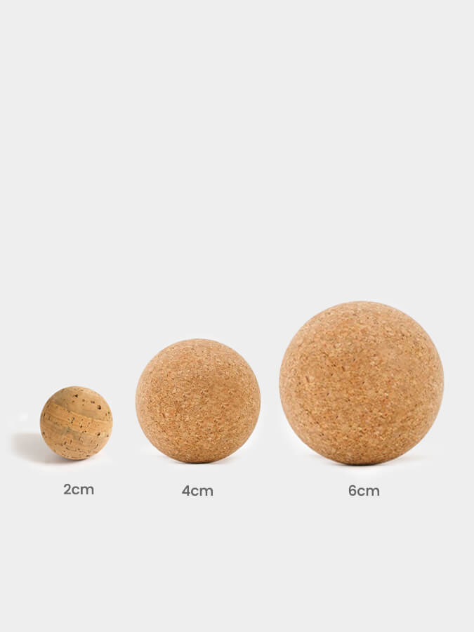 Cork Massage Ball Set of 3 for Fascia Release and Muscle Relief