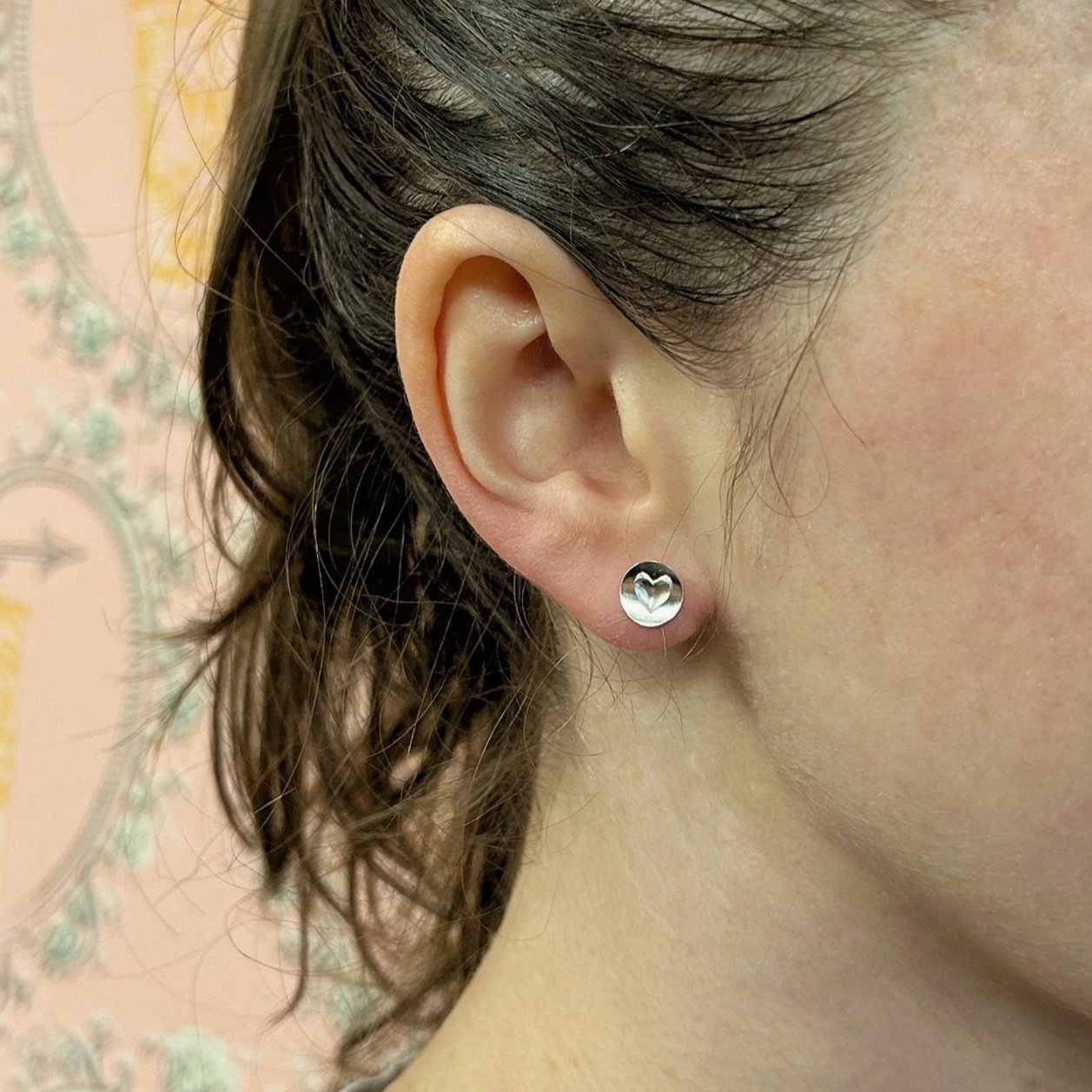 Silver Heart Stud Earrings