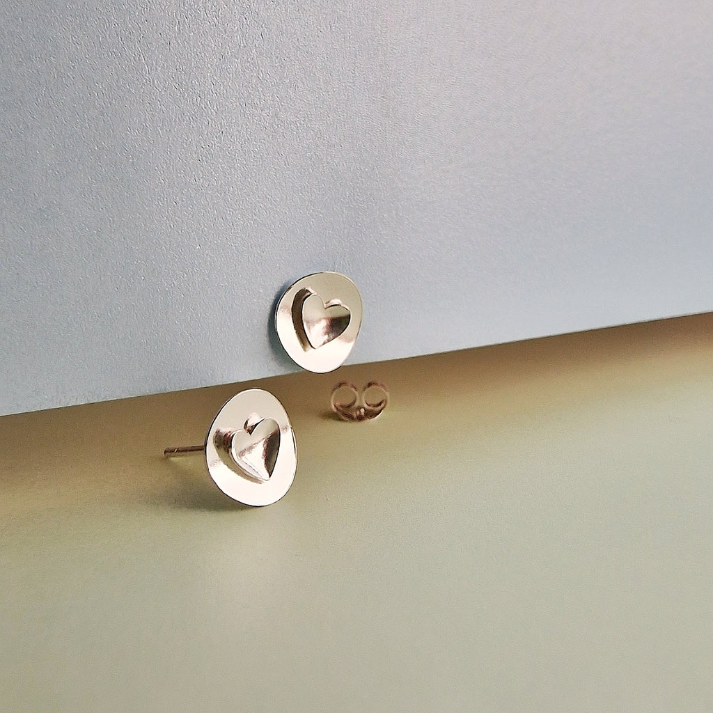Silver Heart Stud Earrings
