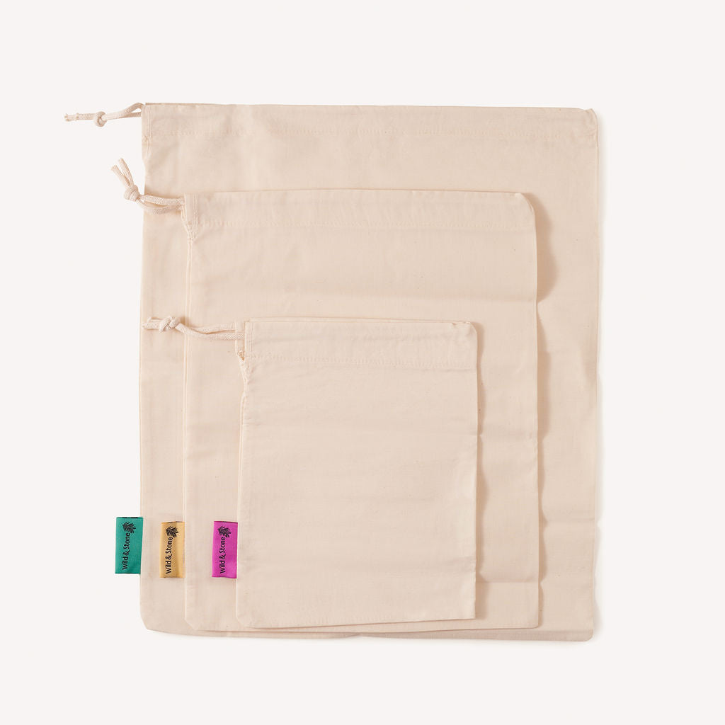 Reusable Organic Cotton Produce Bags Pack of 3