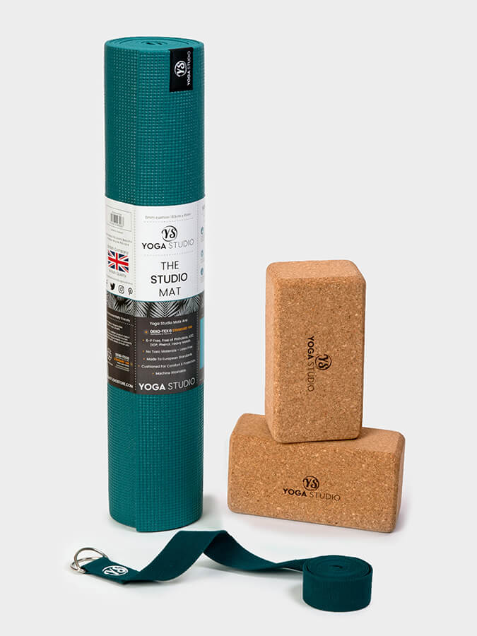 Starter Cork Yoga Set with Mat Blocks and Strap
