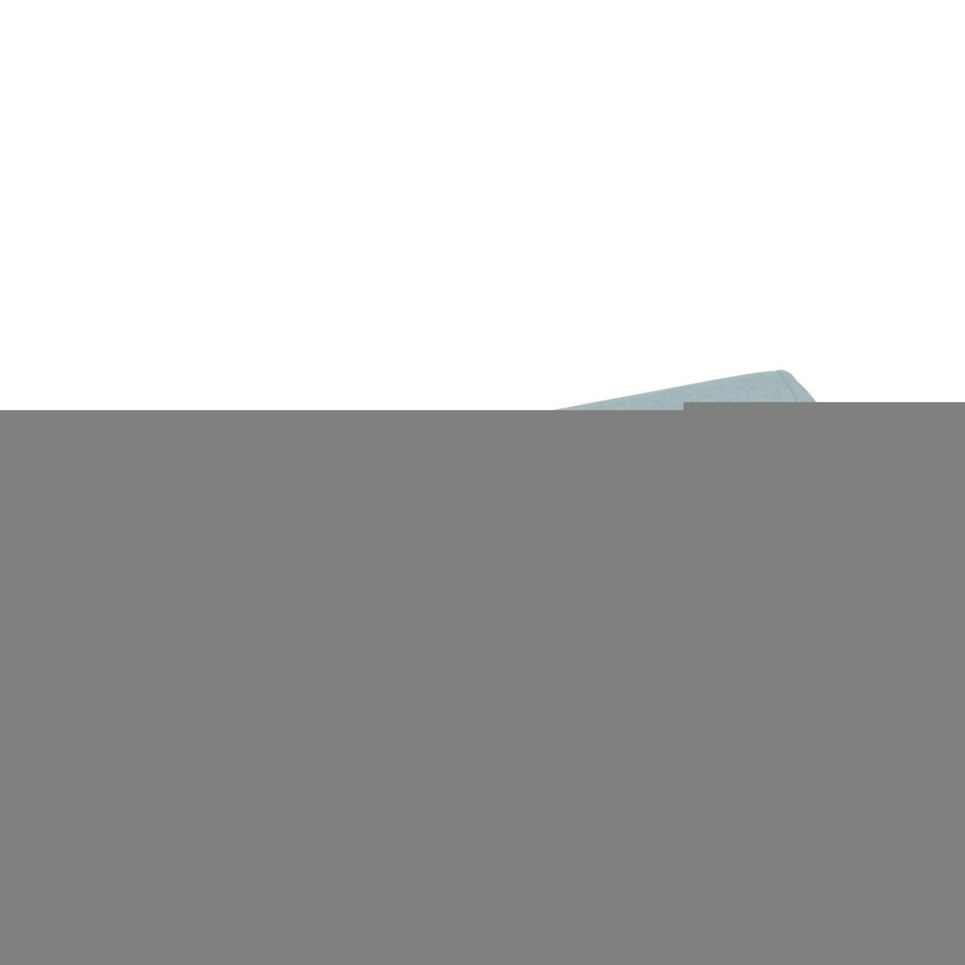 folded okka travel mat in soft teal showing compact size and leather accents for easy transport