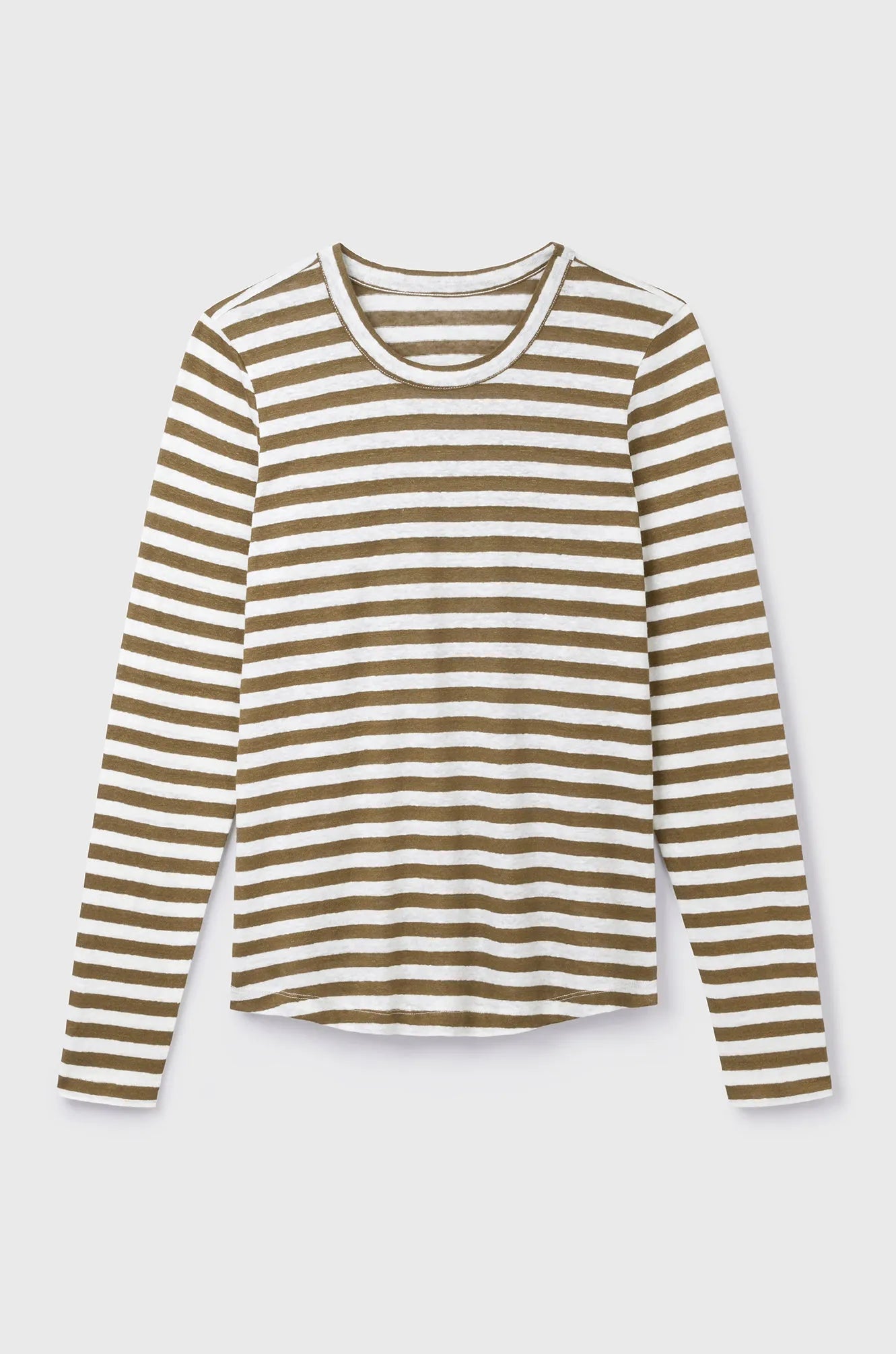 Women's Long Sleeve Striped Linen T-Shirt