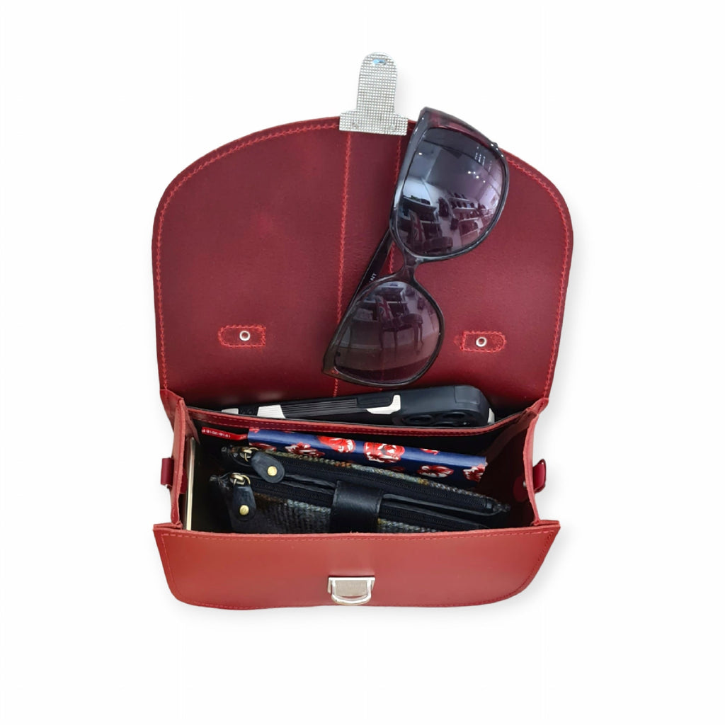 Handmade Leather Bag in Marsala Red