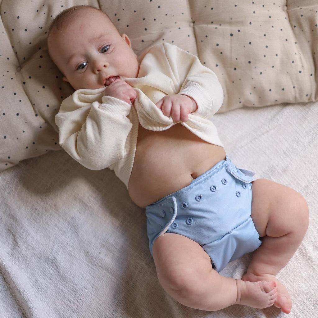One Size Reusable Cloth Nappy in Dusty Blue