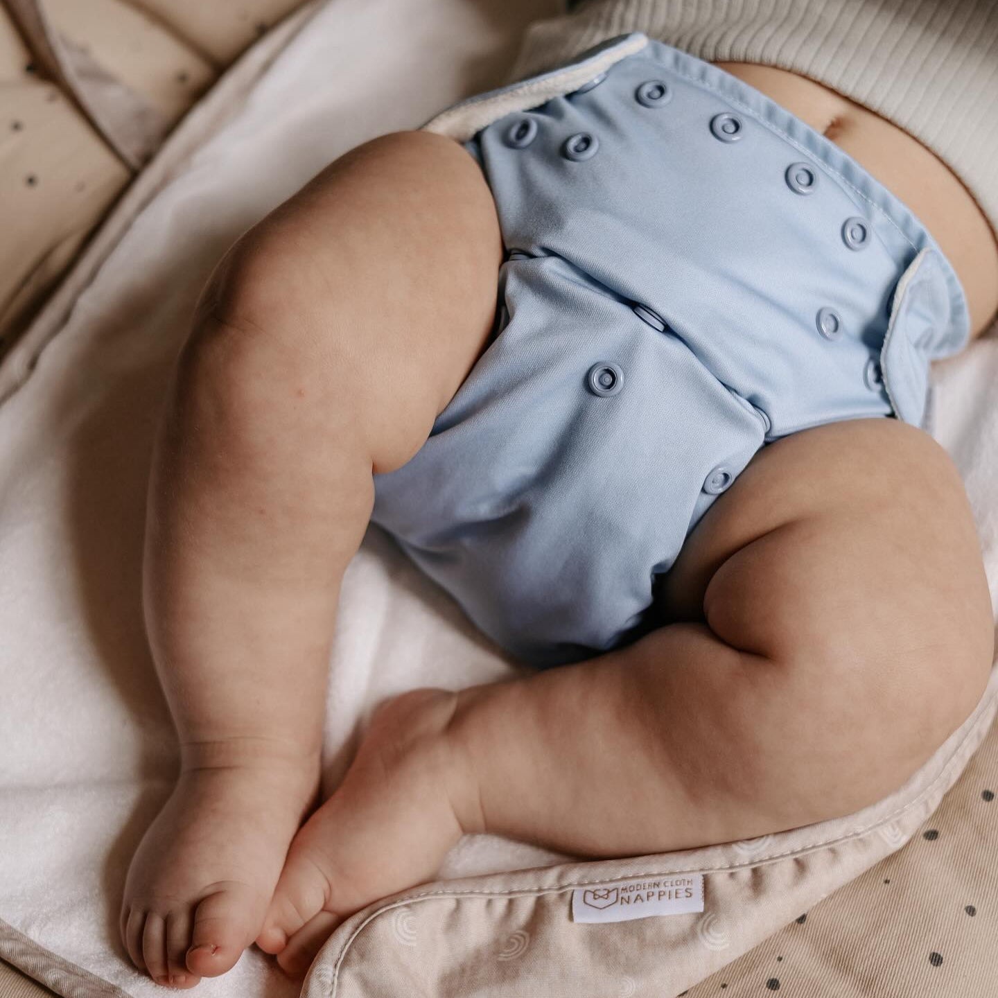 One Size Reusable Cloth Nappy in Dusty Blue