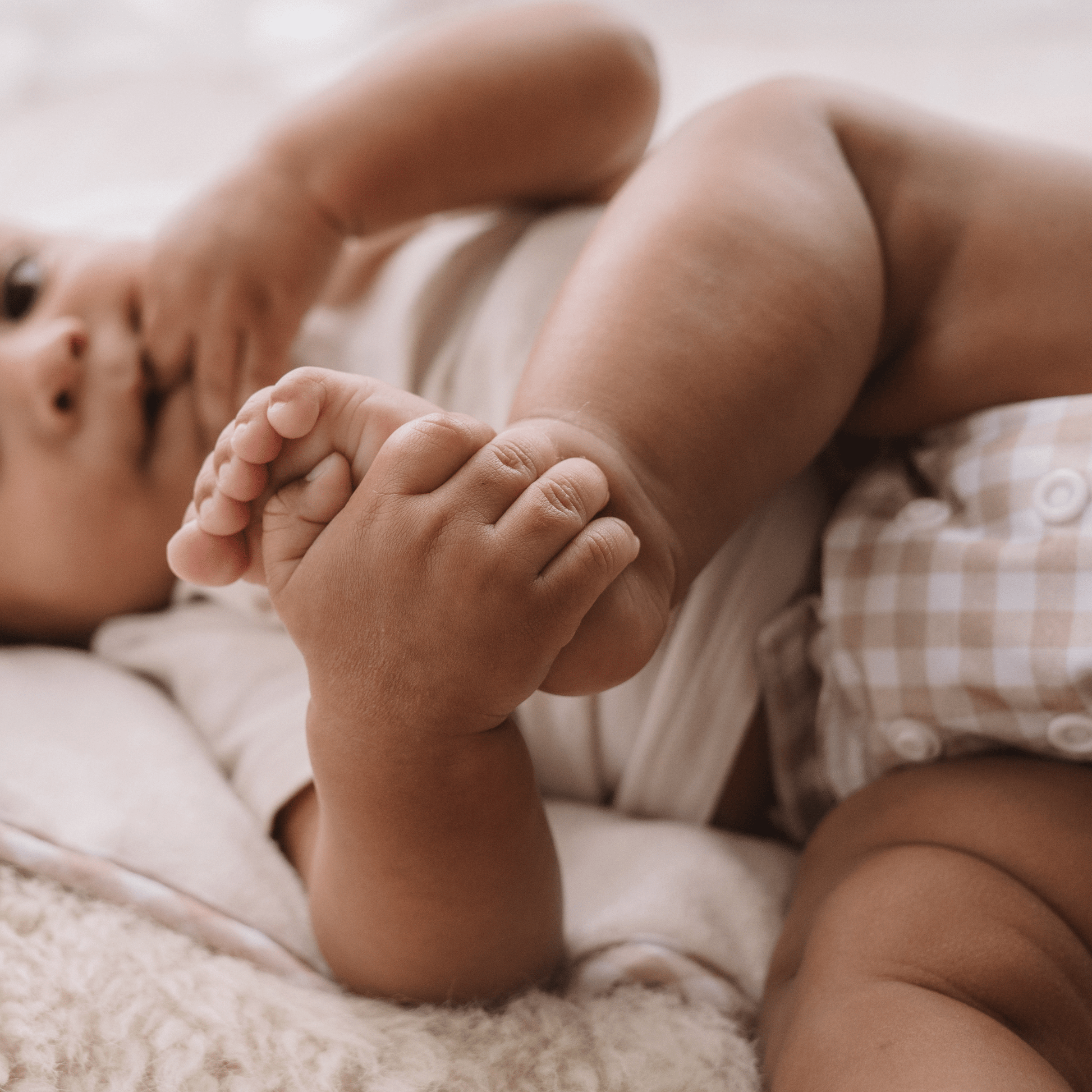 One Size Reusable Cloth Nappy in Gingham Taupe