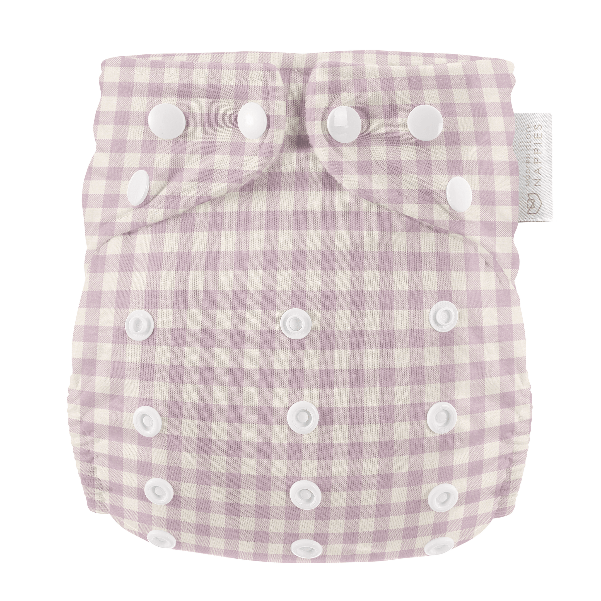 Lilac Gingham One Size Reusable Cloth Nappy