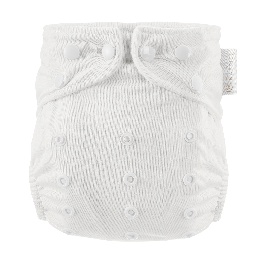 One Size Reusable Cloth Nappy in Pure White