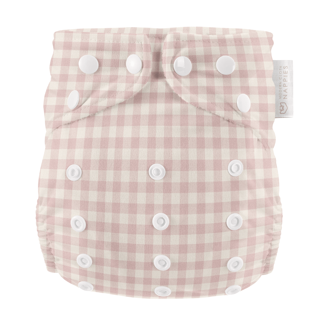 One Size Rose Gingham Reusable Cloth Nappy Baby to Potty