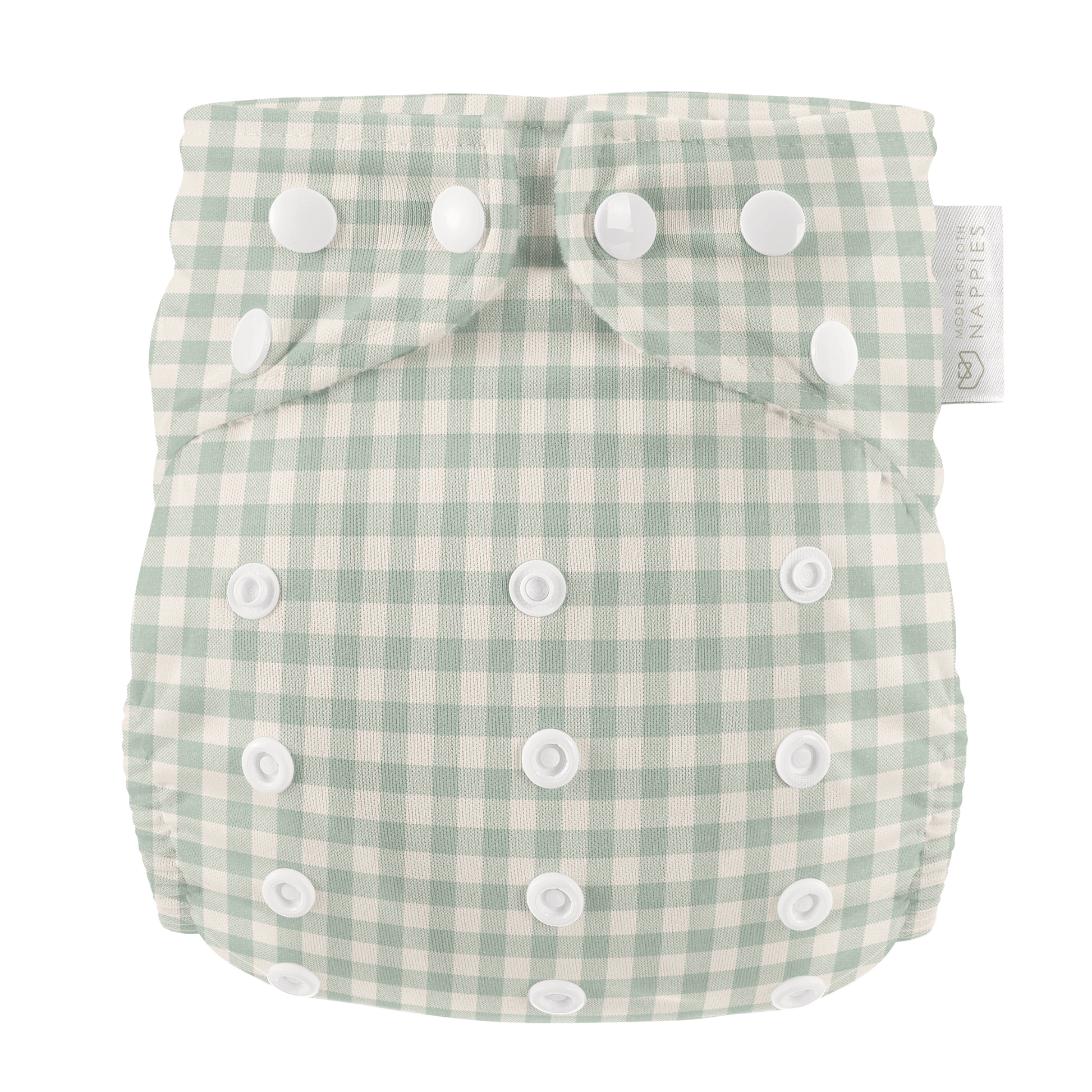One Size Reusable Cloth Nappy in Sage Gingham