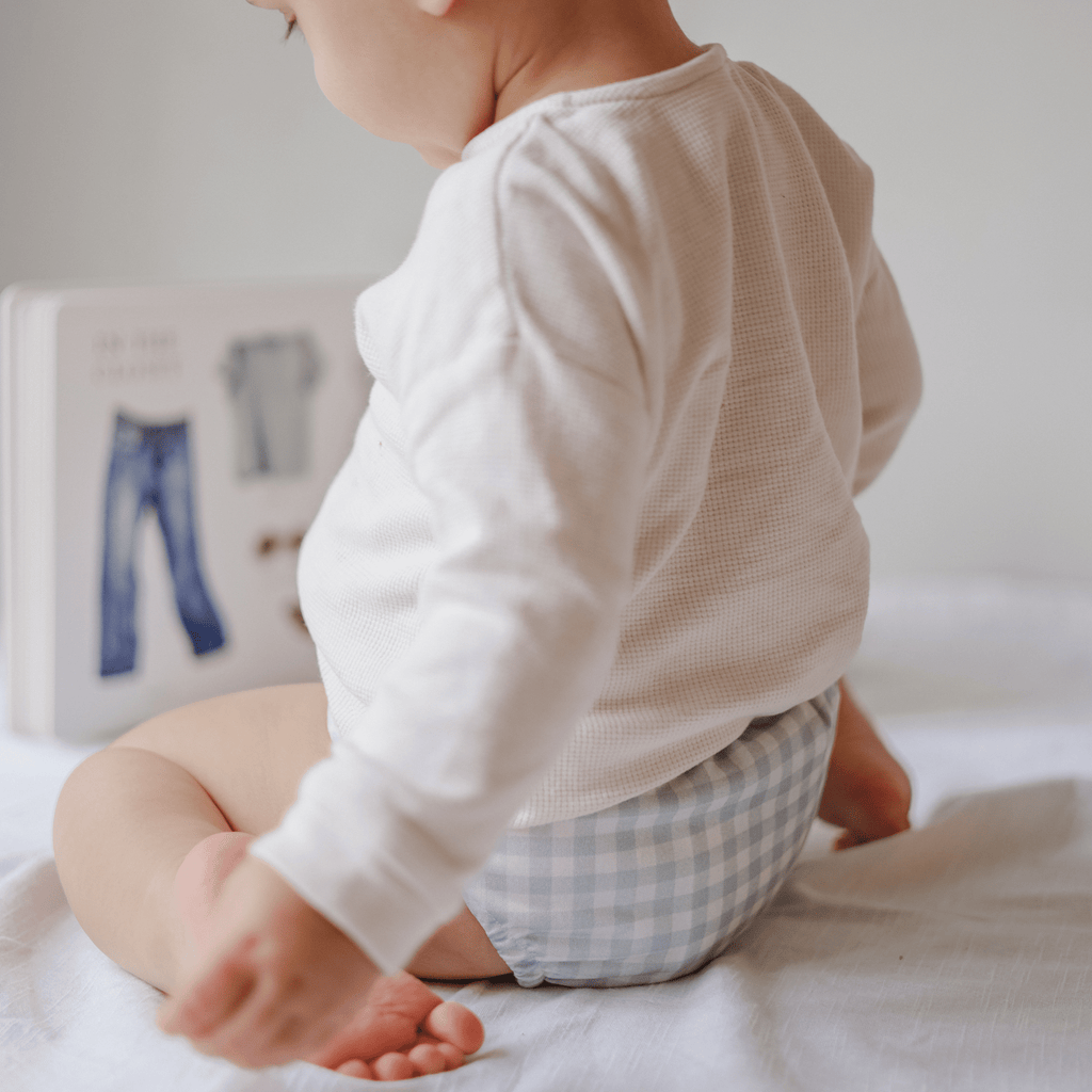 One Size Reusable Cloth Nappy in Sage Gingham