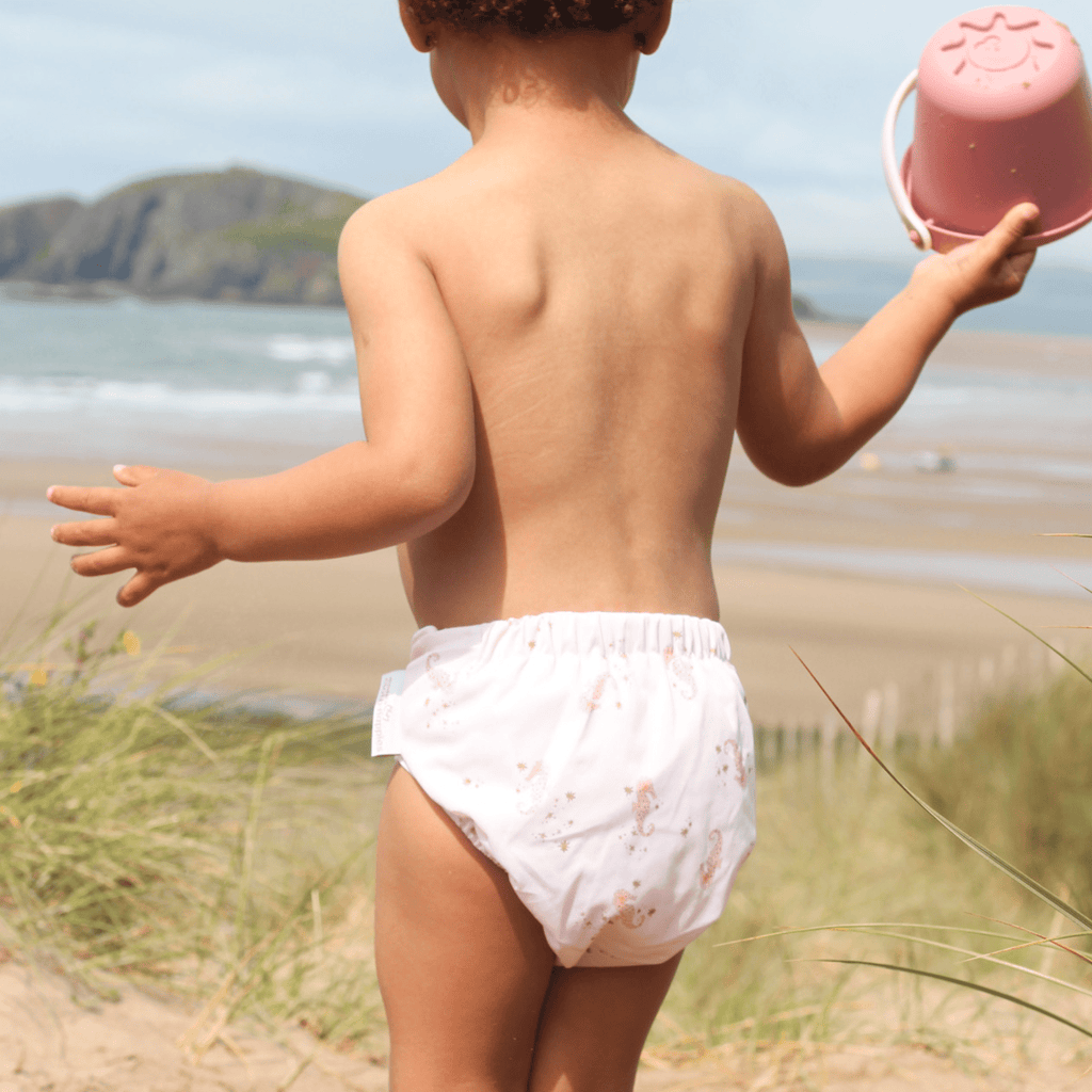 One Size Baby to Toddler Reusable Swim Nappy in Seahorse Snuggles