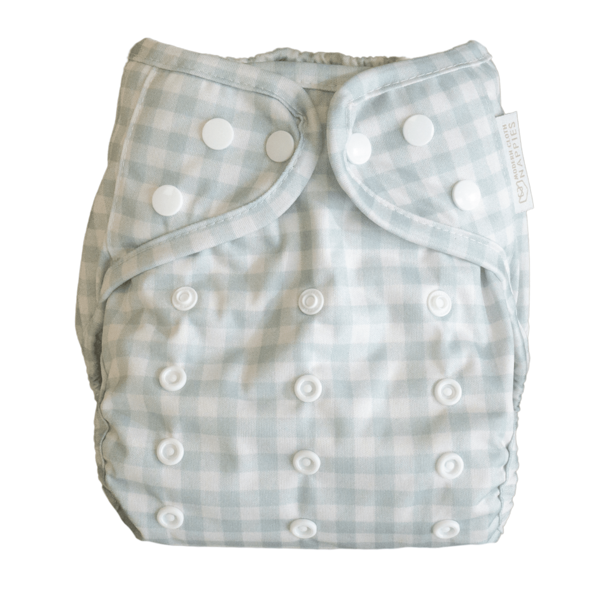 One Size Reusable Cloth Nappy Wrap in Sage Gingham