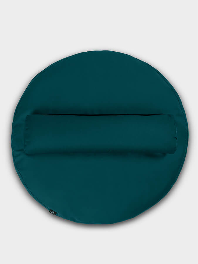 Round Organic Zabuton Meditation Cushion Kit with Buckwheat Bolster