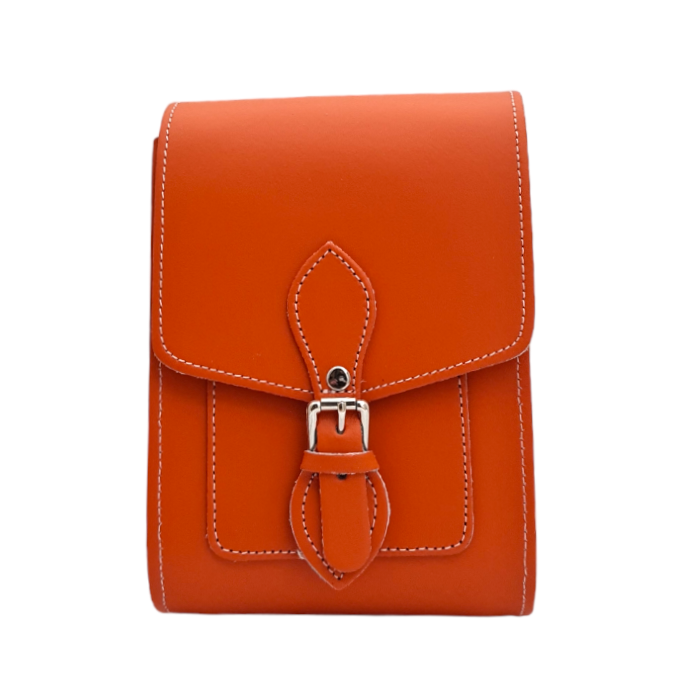 Handmade Leather Festival Phone Bag Orange