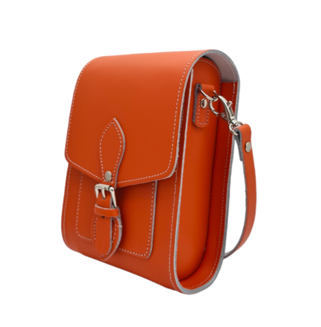 Handmade Leather Festival Phone Bag Orange