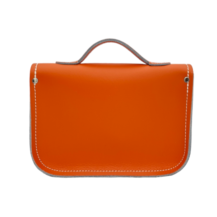 Orange Leather Midi Satchel