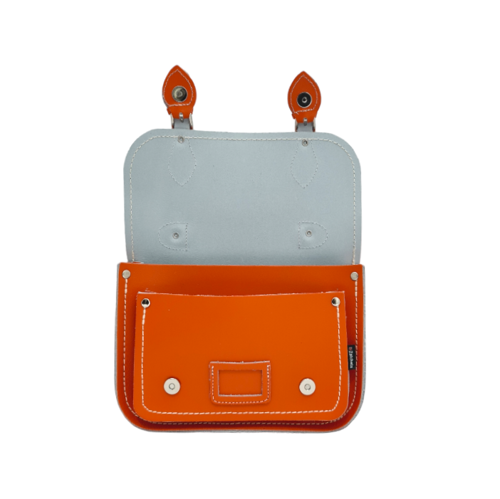 Orange Leather Midi Satchel