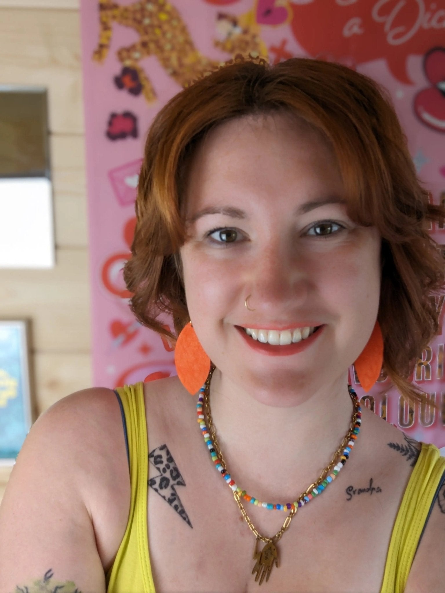 Orange Leaf Paper Earrings