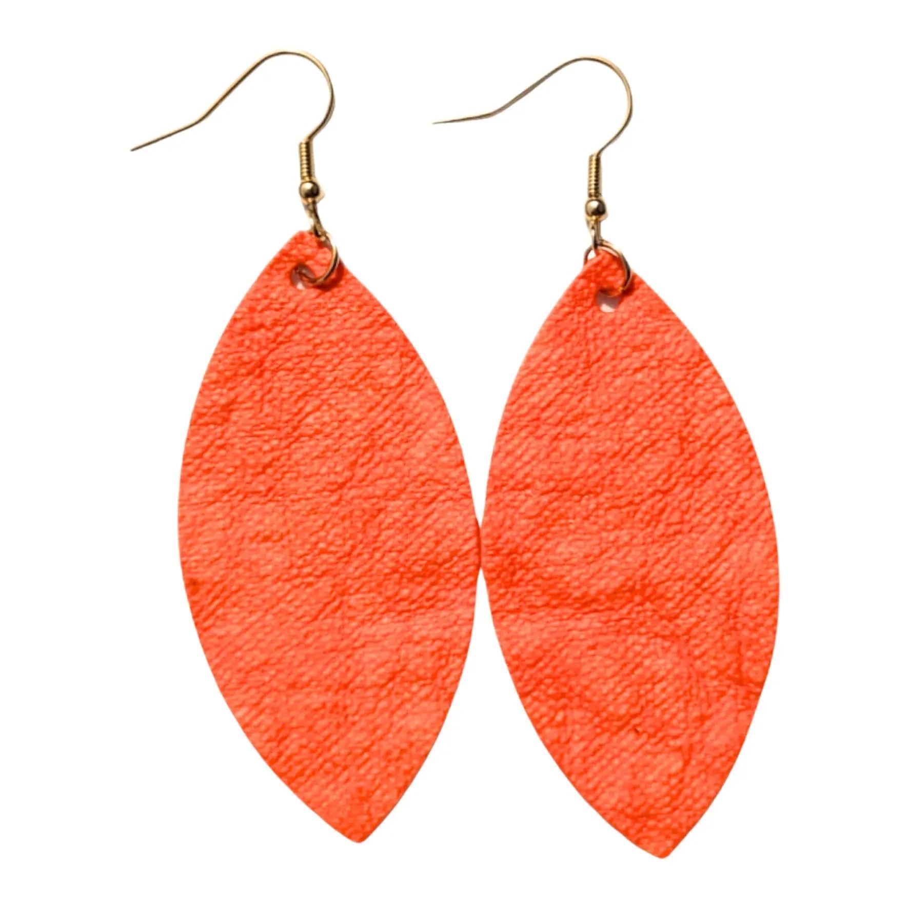 Orange Leaf Paper Earrings