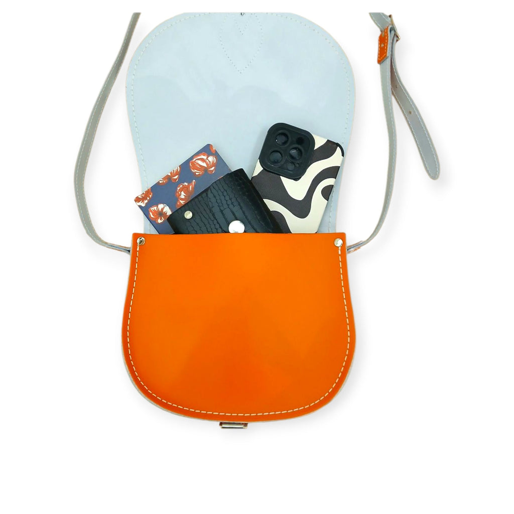 Handmade Leather Saddle Bag in Orange