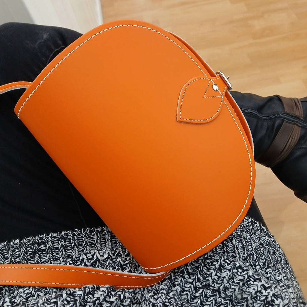 Handmade Leather Saddle Bag in Orange