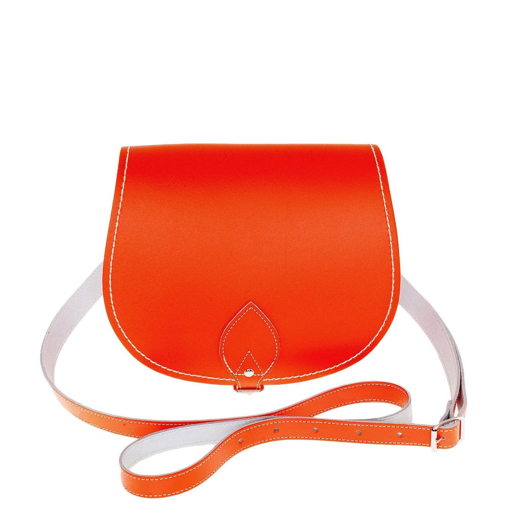 Handmade Leather Saddle Bag in Orange