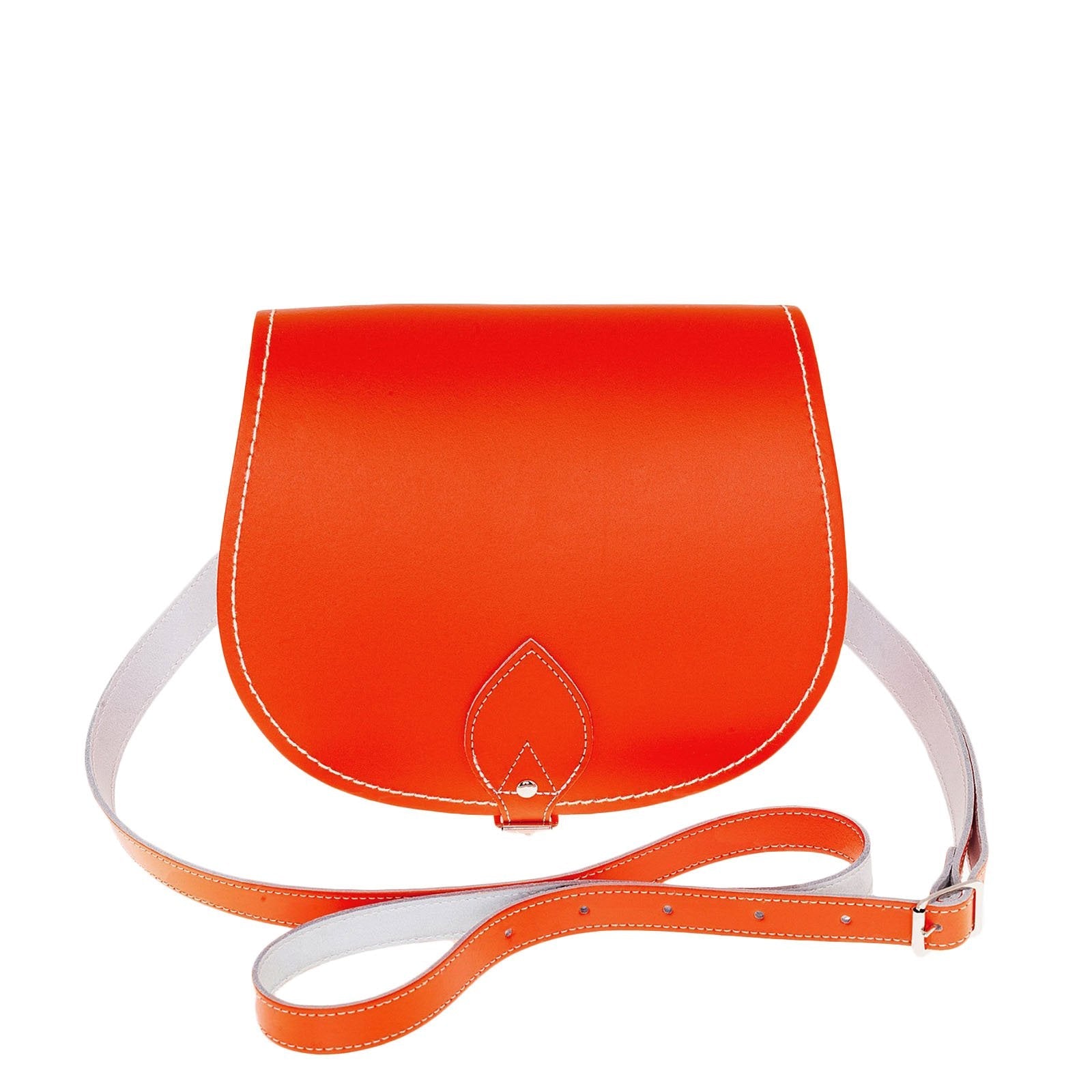 Handmade Leather Saddle Bag in Orange