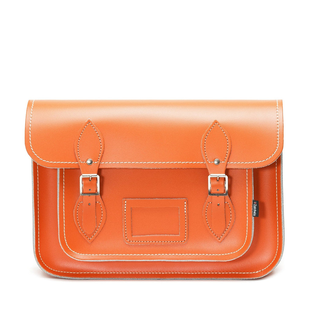 Handmade Leather Satchel in Orange