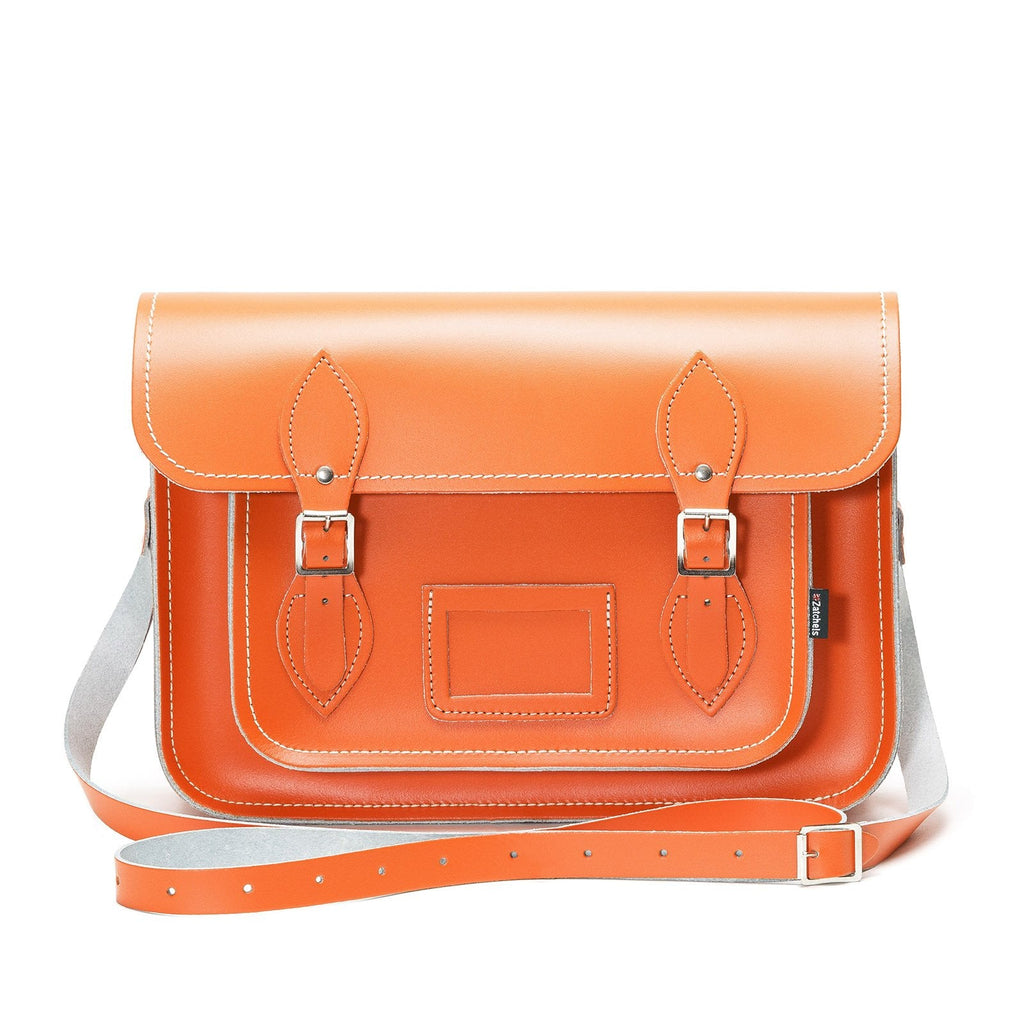 Handmade Leather Satchel in Orange