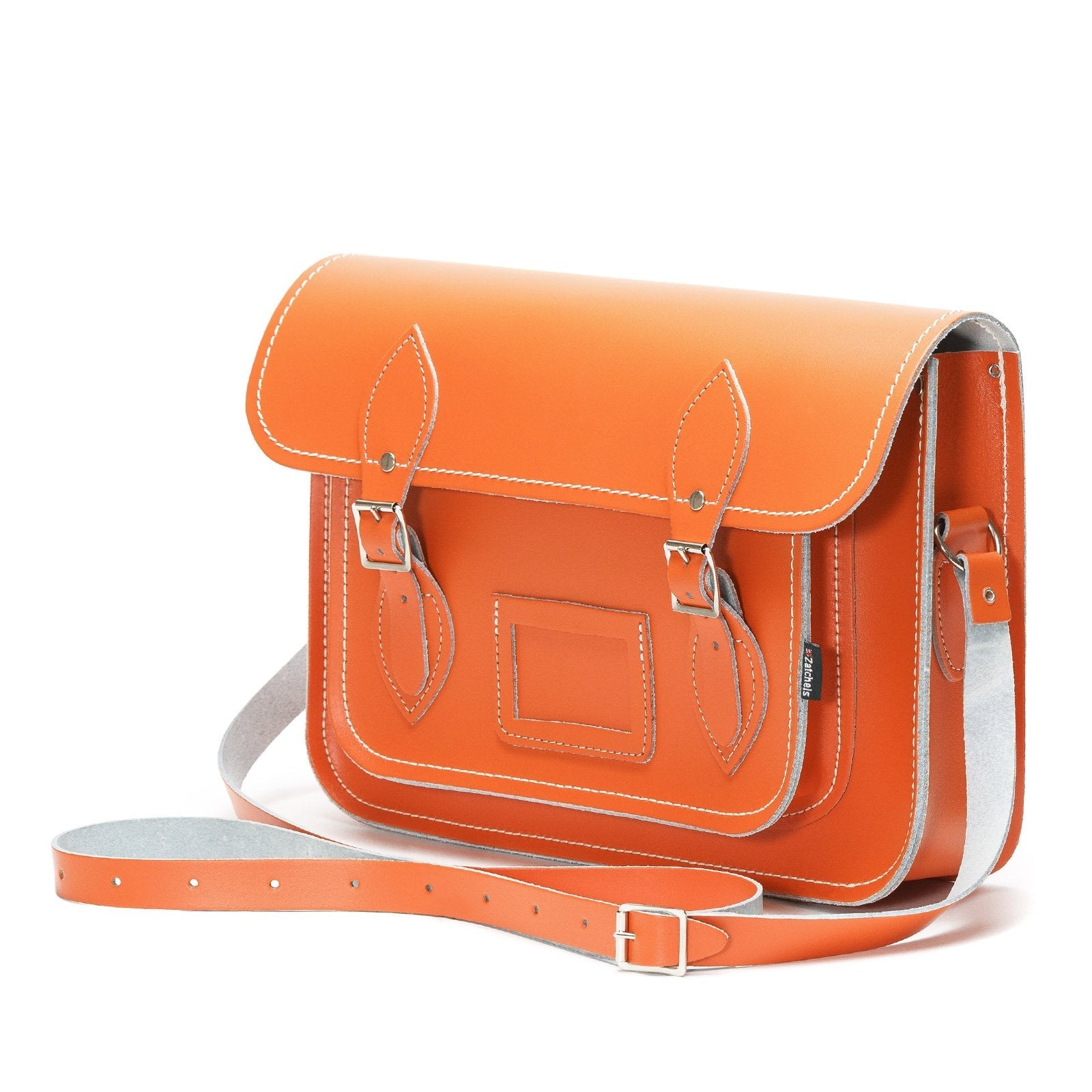 Handmade Leather Satchel in Orange