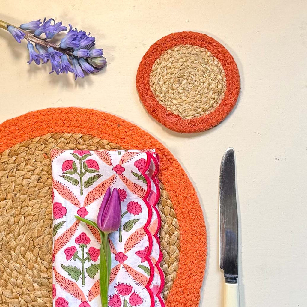 Seagrass Coasters - Orange (set of 4)
