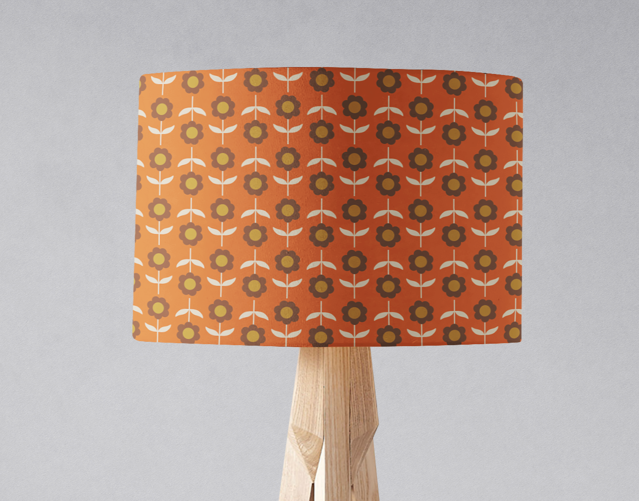 Orange Retro Floral Lampshade for Table or Ceiling