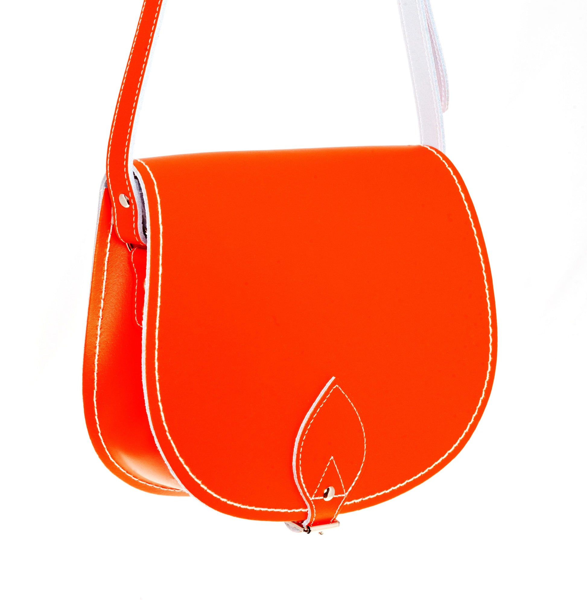 Handmade Leather Saddle Bag in Orange