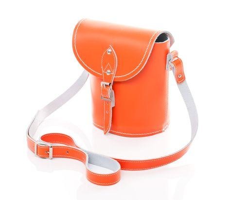 Handmade Leather Barrel Bag in Orange