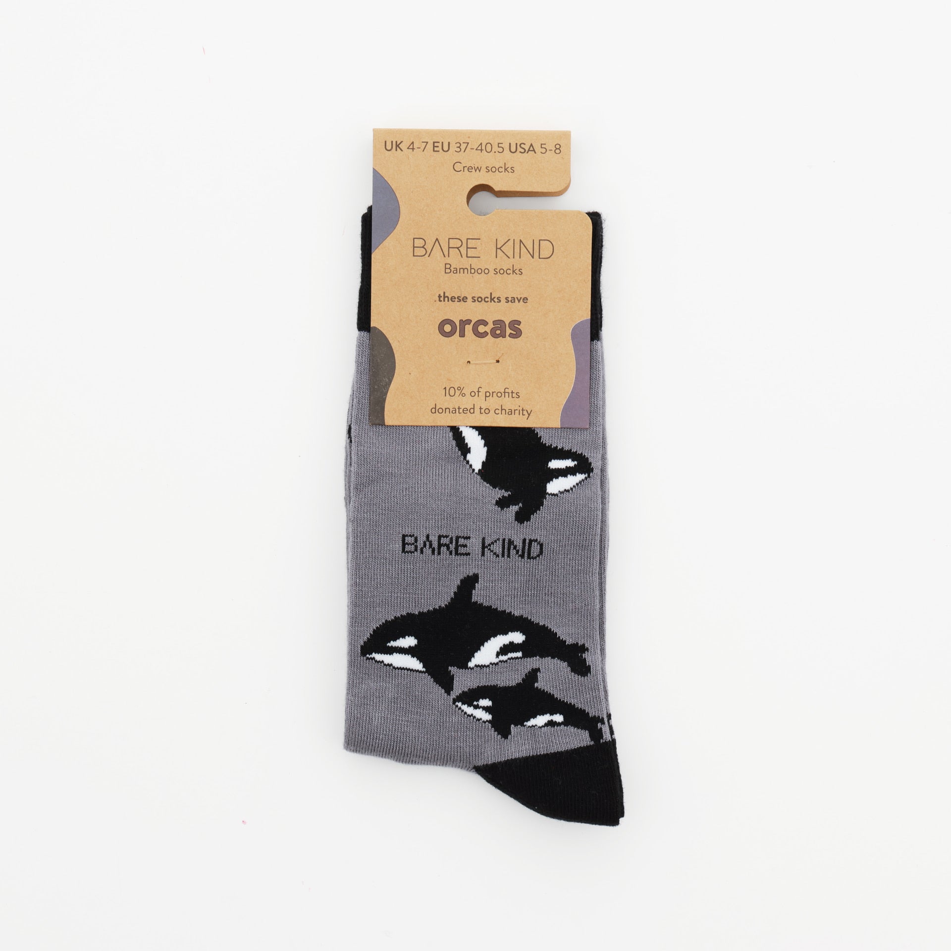 Save the Orcas Bamboo Socks in Grey