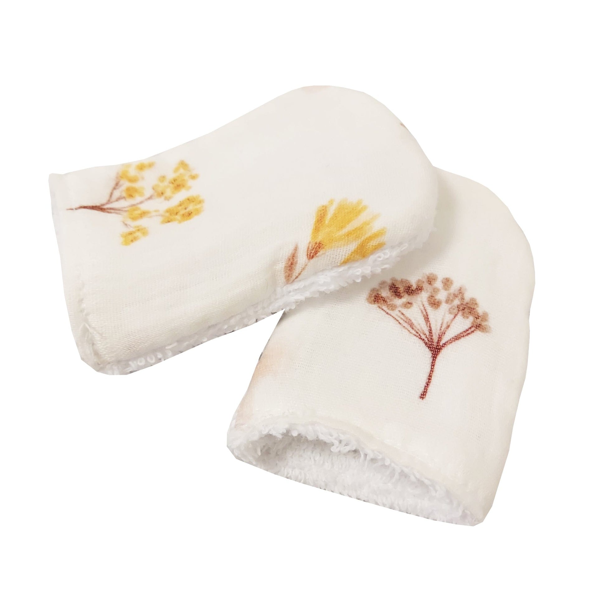 Organic Baby Bath Mittens with Dandelion Print