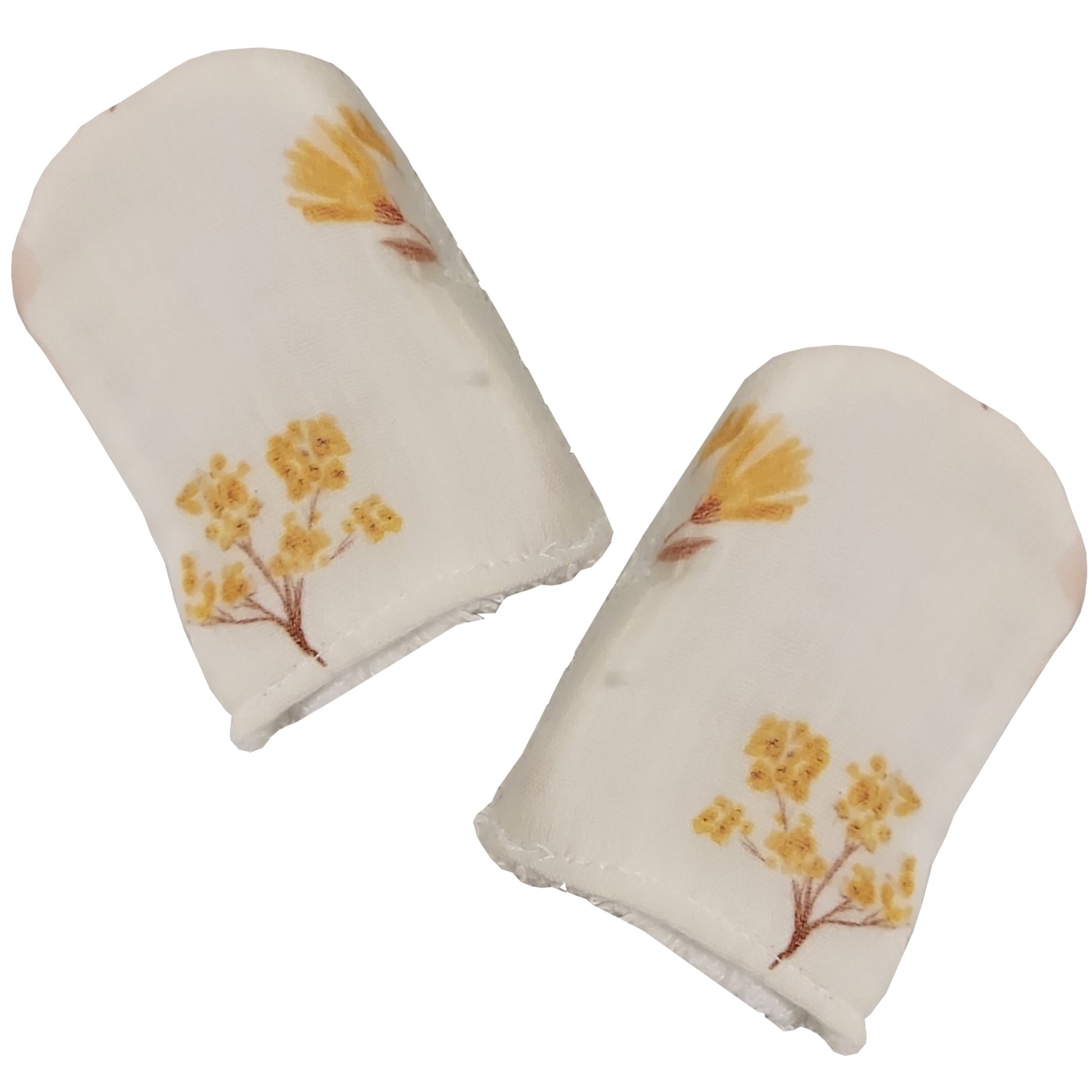 Organic Baby Bath Mittens with Dandelion Print