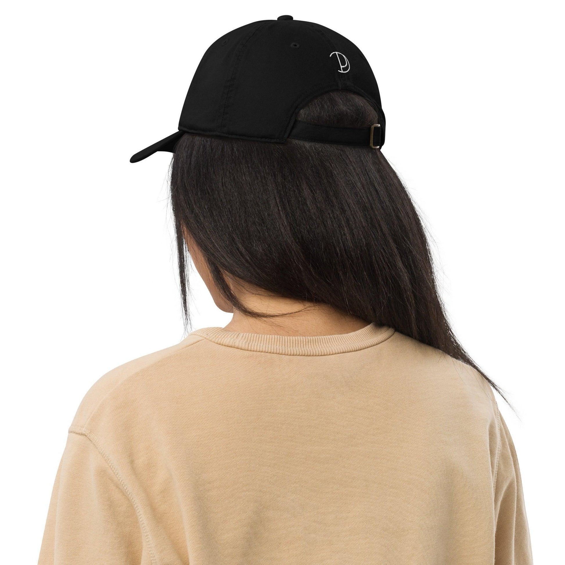 Embroidered P Baseball Cap in Black