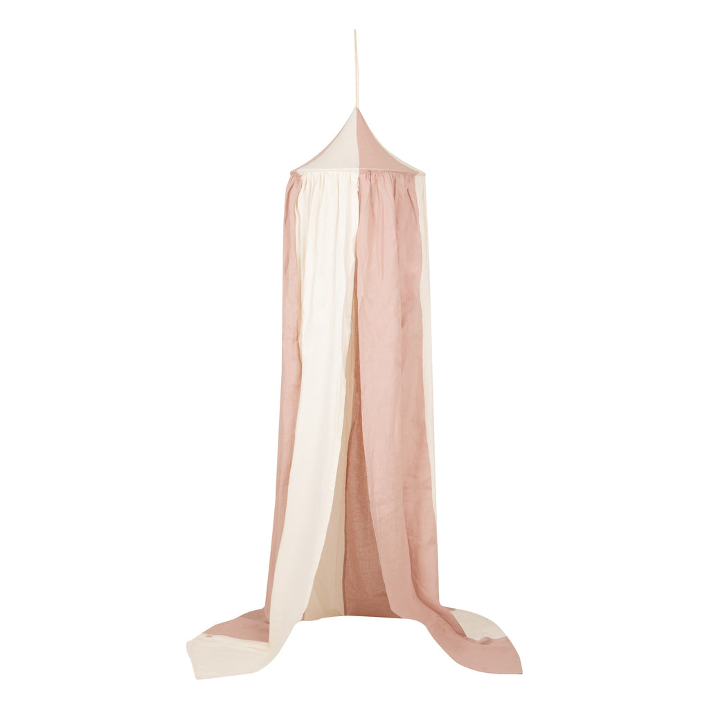 powder pink organic cotton canopy with inside loop for hanging lights and toys