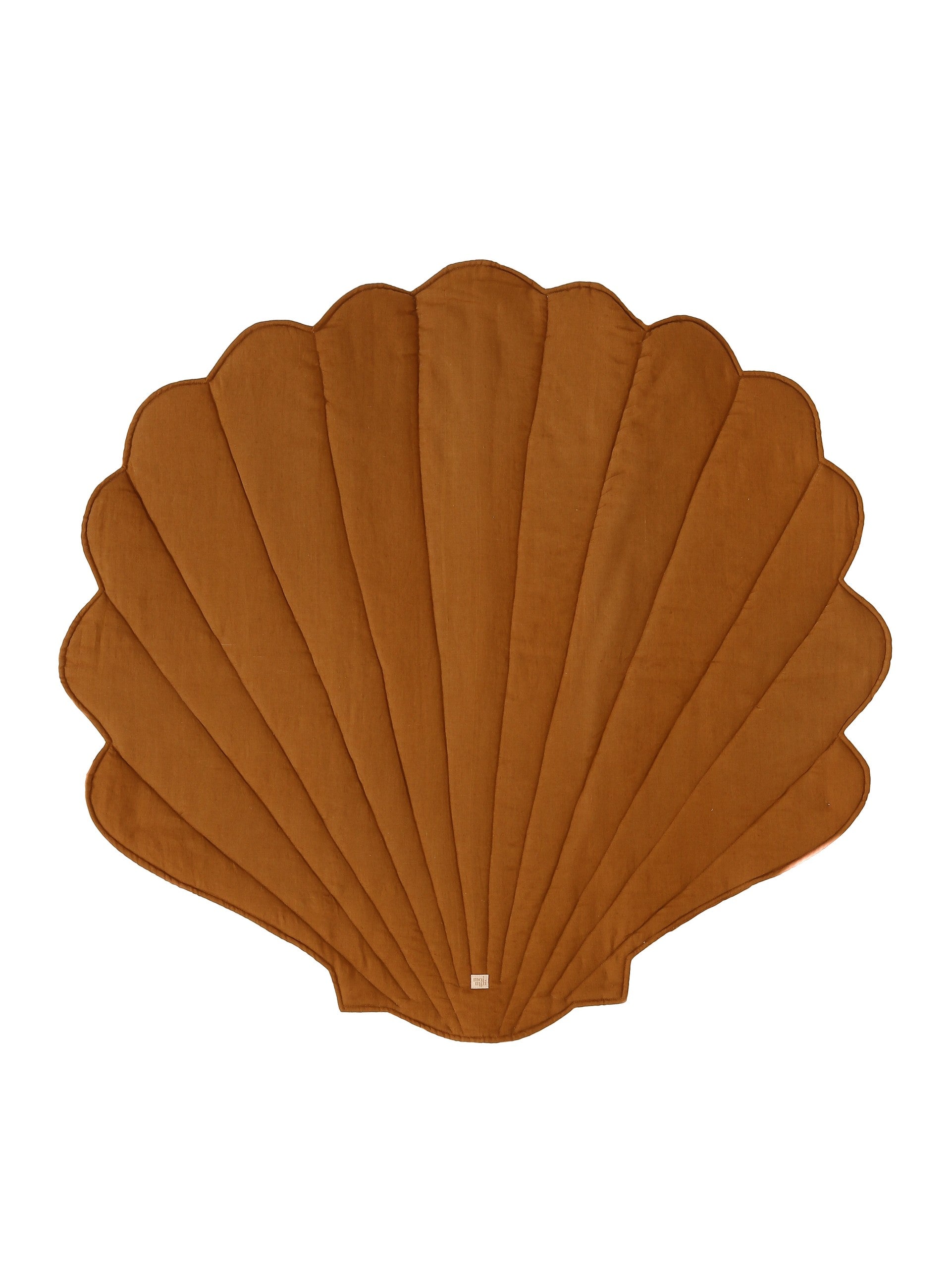 a soft caramel ginkgo leaf playmat on a cozy nursery floor, inviting gentle play