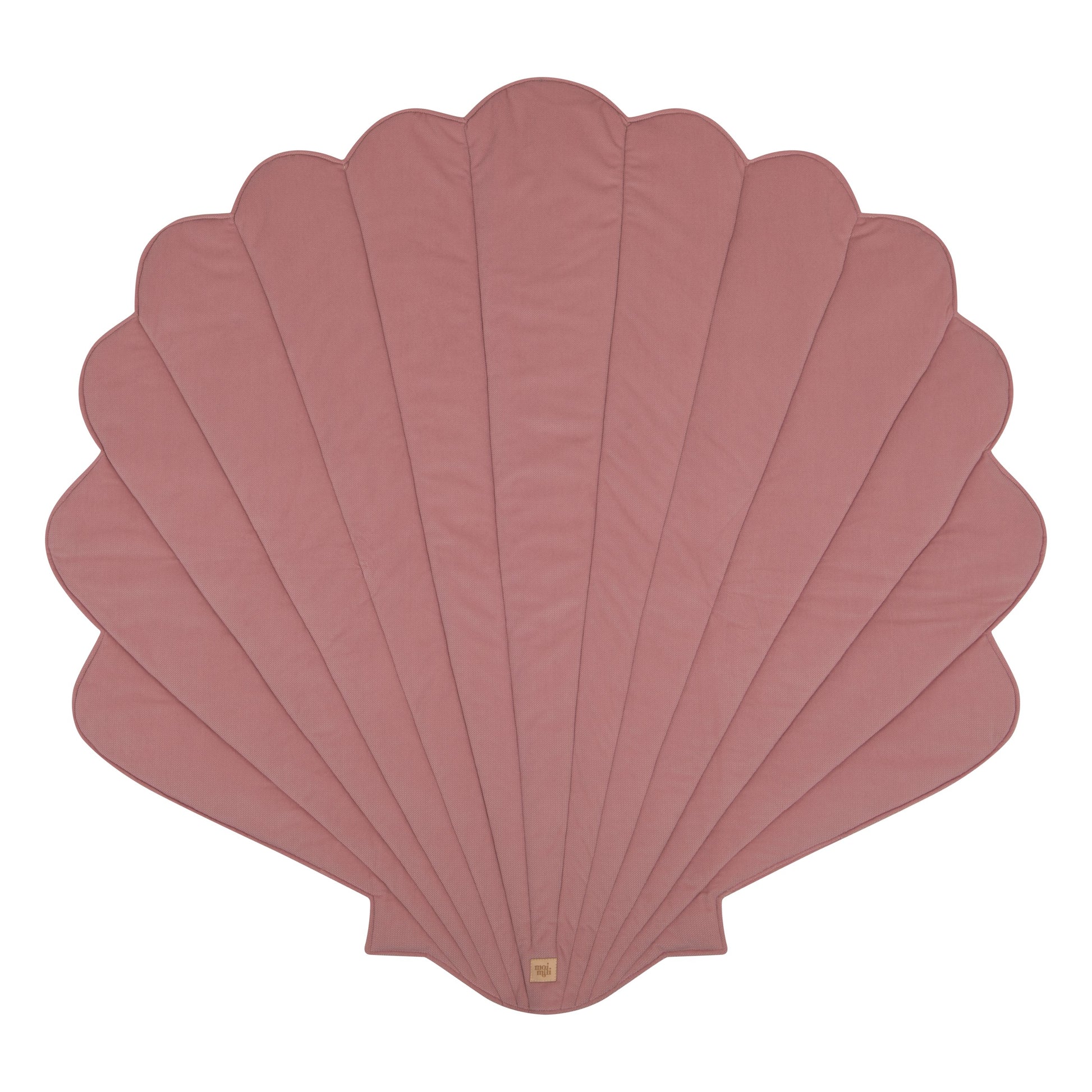 powder pink ginkgo leaf playmat laid flat on grass, showcasing its soft cotton-velvet texture and practical 3cm thickness