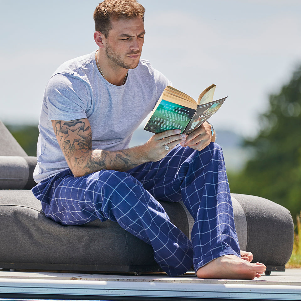 Men's Sea Otter Organic Cotton Trousers in Blue