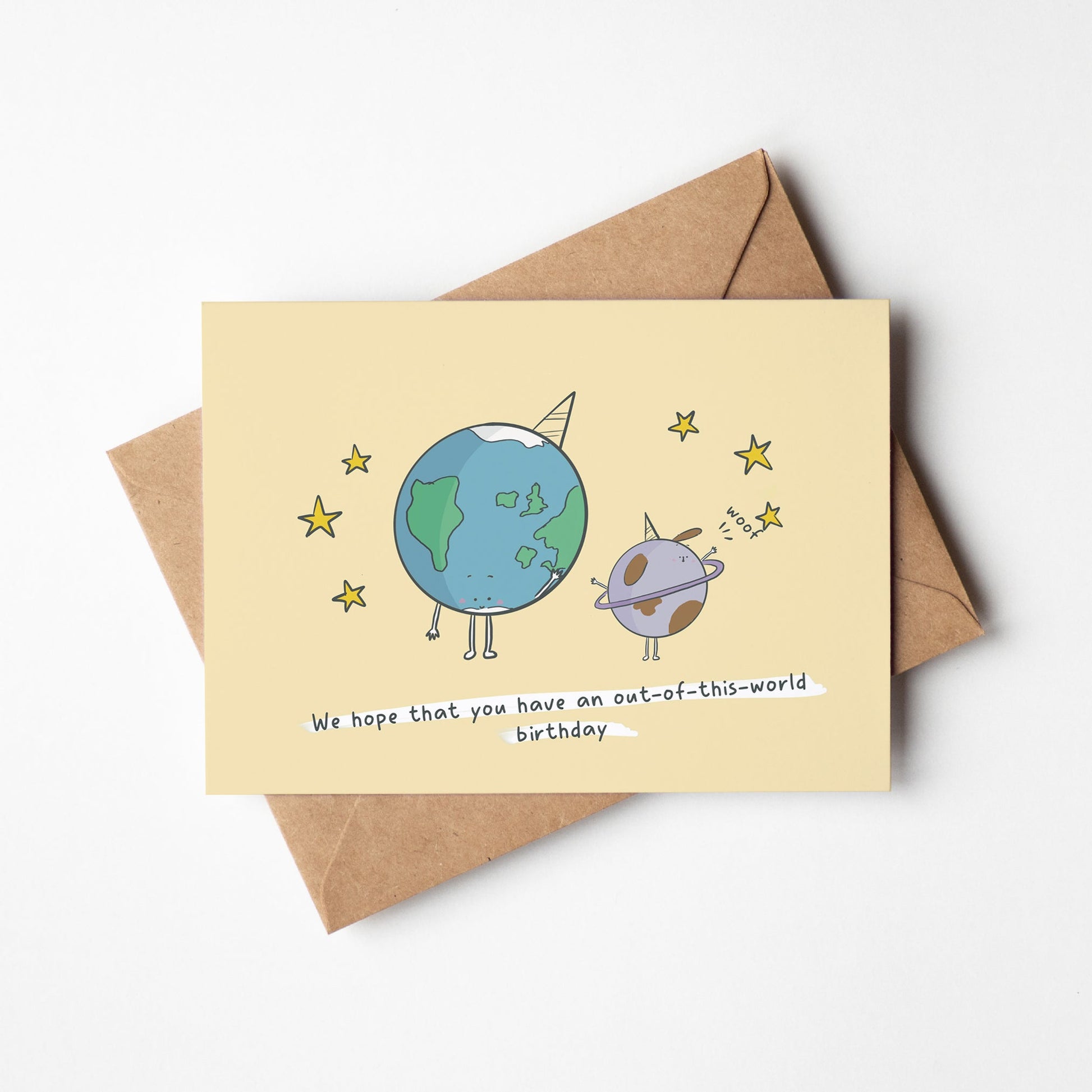 Out of This World Birthday Card with Hand Illustrated Earth