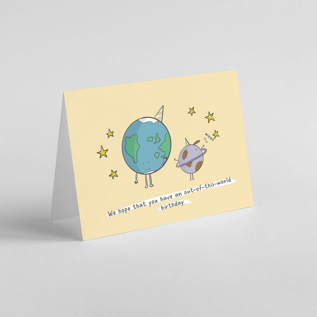 Out of This World Birthday Card with Hand Illustrated Earth