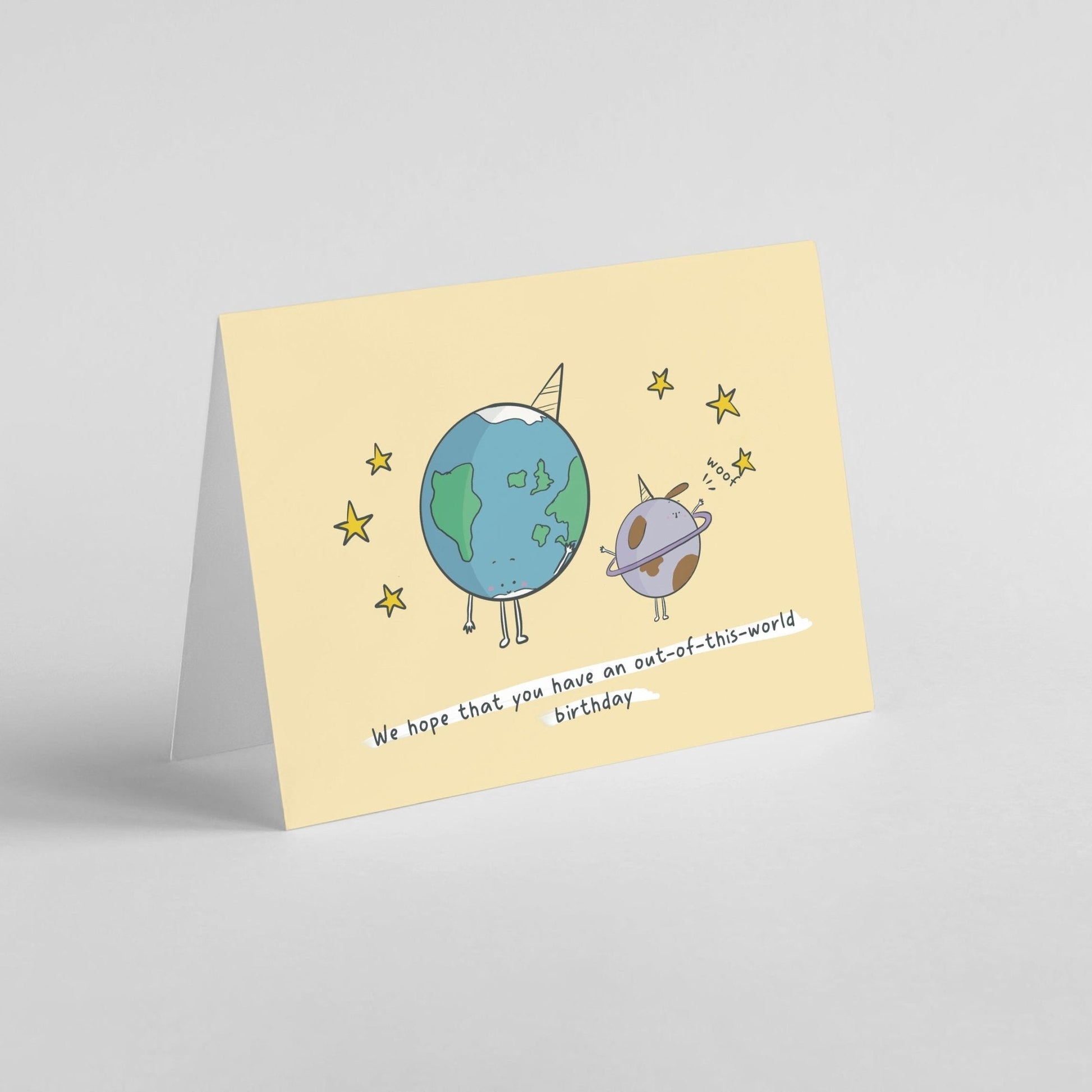 Out of This World Birthday Card with Hand Illustrated Earth